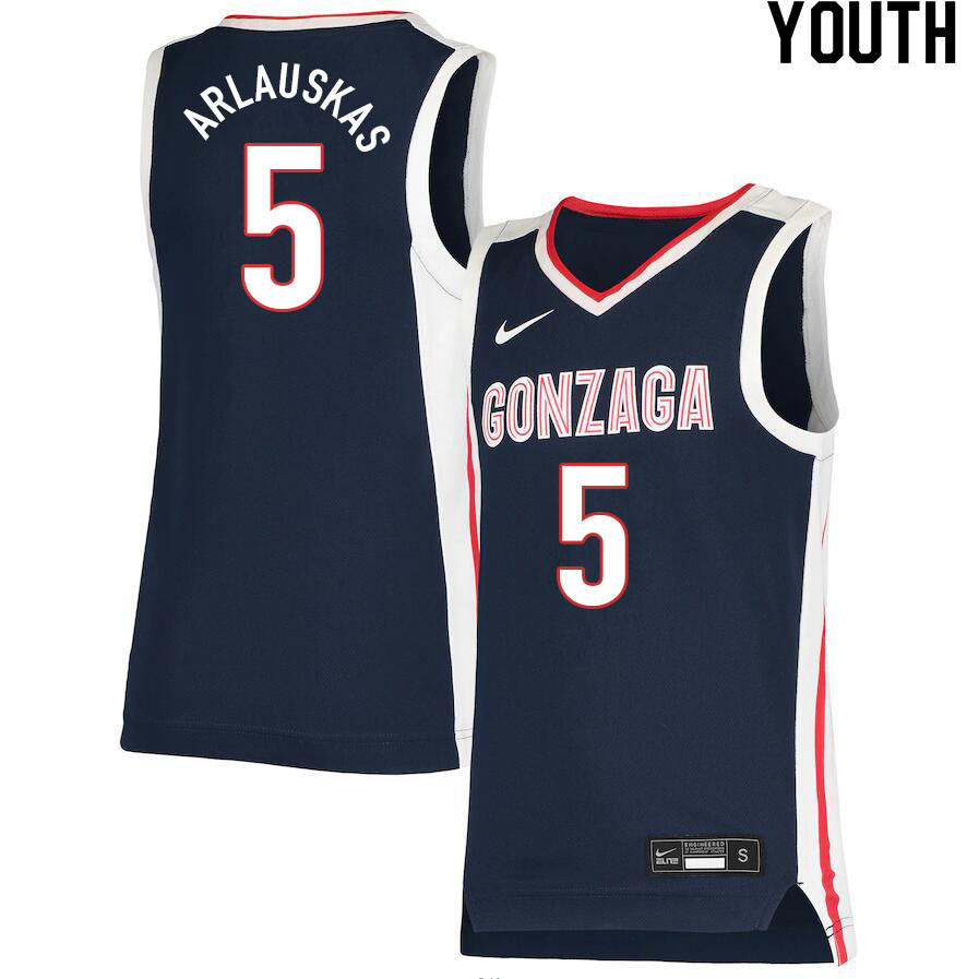 Youth #5 Martynas Arlauskas Gonzaga Bulldogs College Basketball Jerseys Sale-Navy